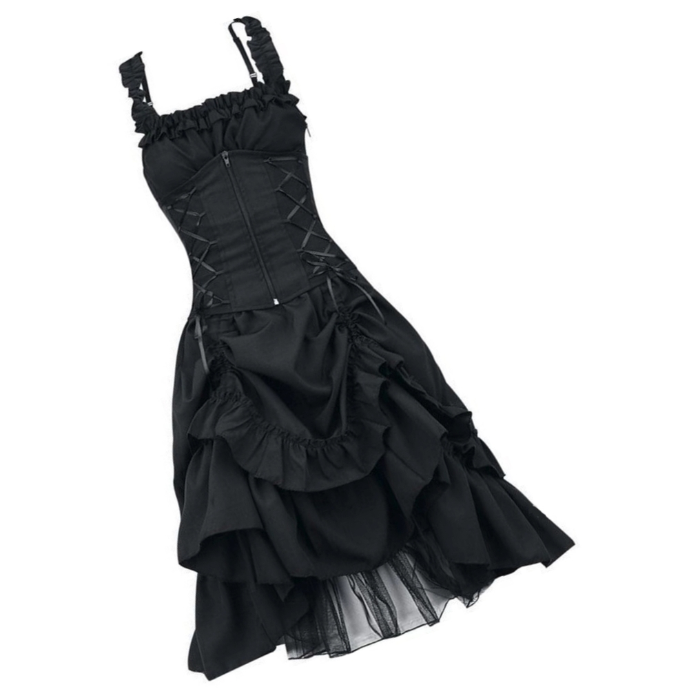 Steampunk Corset Drape Ruffle Gothic Dress